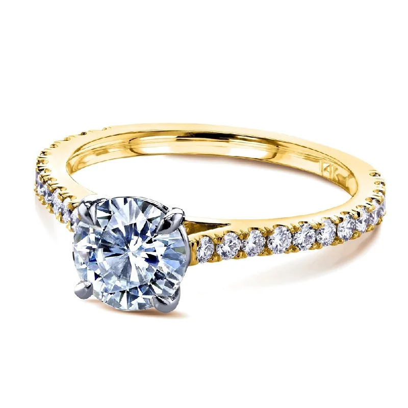 Annello by Kobelli 14k Gold 1 Carat Moissanite and 1/3ct TDW Diamond Peg Cathedral Engagement Ring