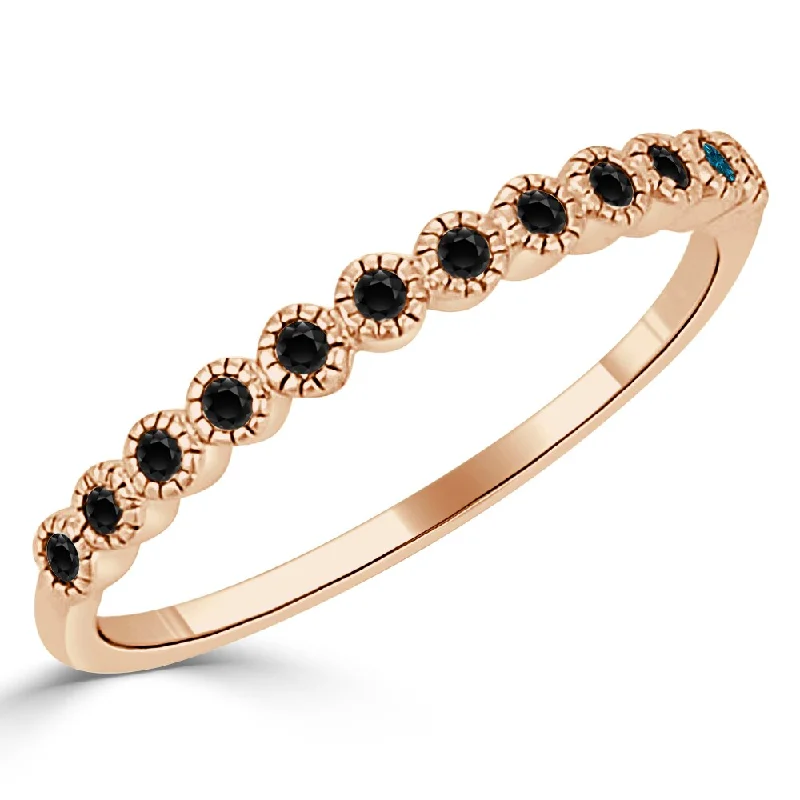 Auriya 10k Gold 1/6ctw Petite Stackable Ultra-thin Black Diamond Ring