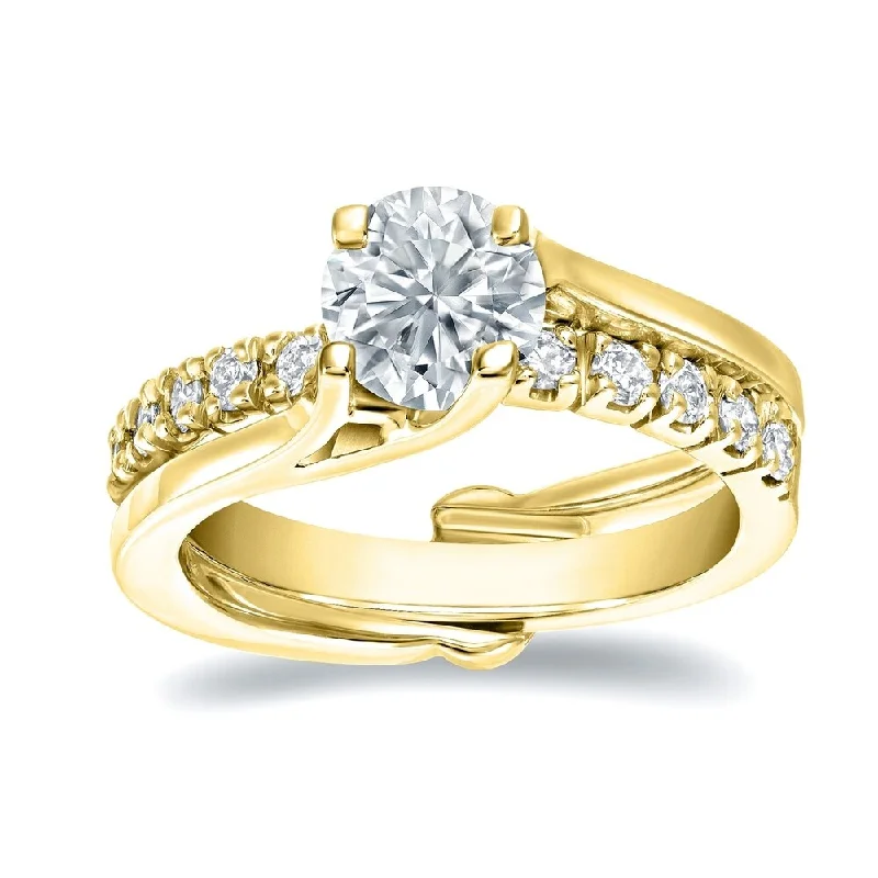 Auriya 18k Gold 1 3/4ctw Insert Solitaire Diamond Engagement Ring Set (D, VS2)