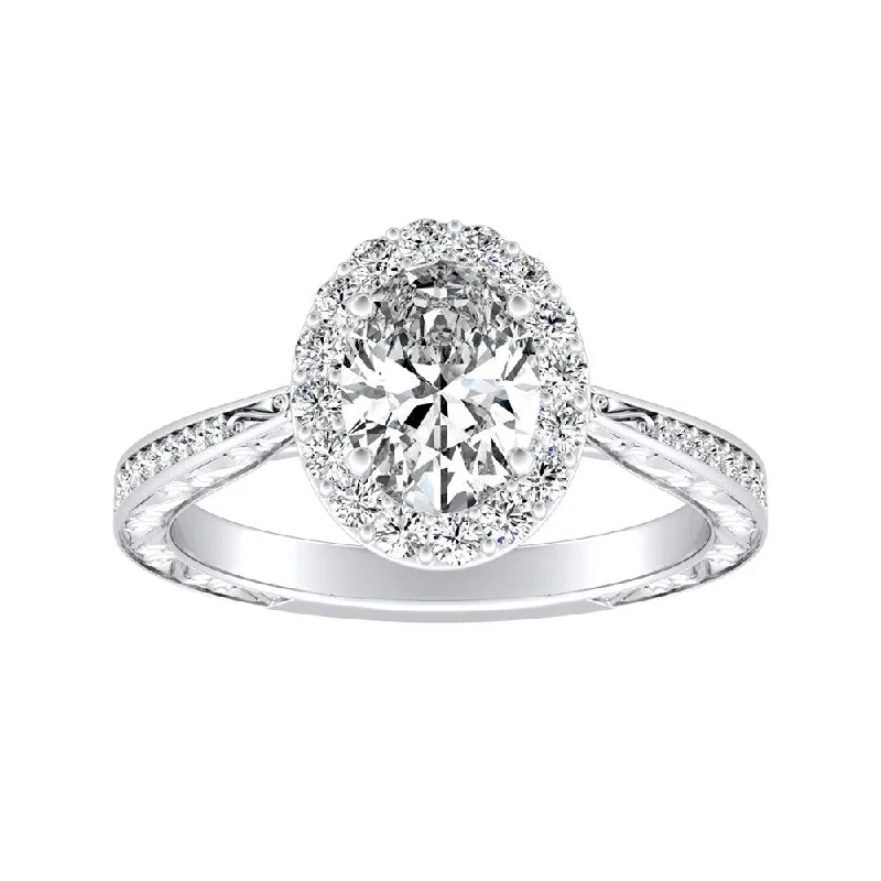 Auriya Platinum 1 1/6ctw Vintage Oval-cut Halo Diamond Engagement Ring (H-I, SI1-SI2)