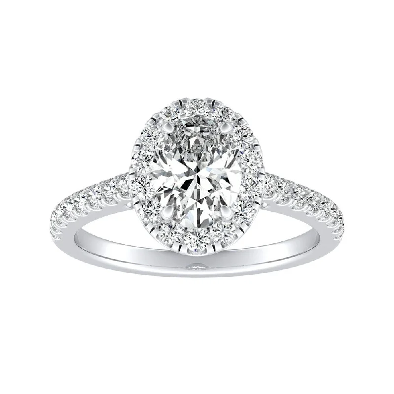 Auriya Platinum 3/4ctw Oval-cut Halo Diamond Engagement Ring (I-J, I1-I2)