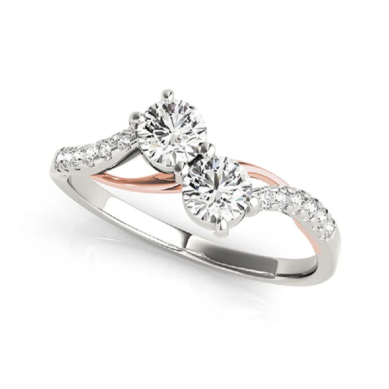 Auriya Rose and White Gold 2- Stone Diamond Engagement Ring 3/4ct TDW (H-I, SI1-SI2)