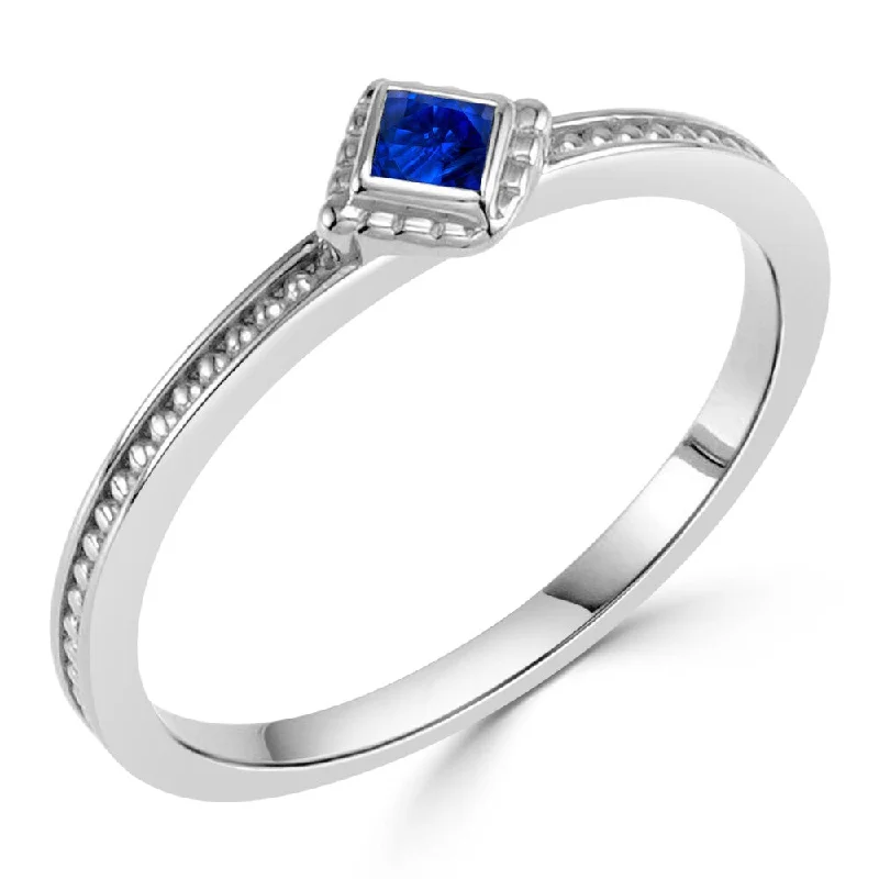 Auriya Ultra-Thin Stackable Accent Blue Sapphire Ring .06ct TW 10K Gold