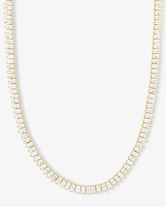 Baby "She's So Fine" Tennis Necklace 18" - Gold|White Diamondettes