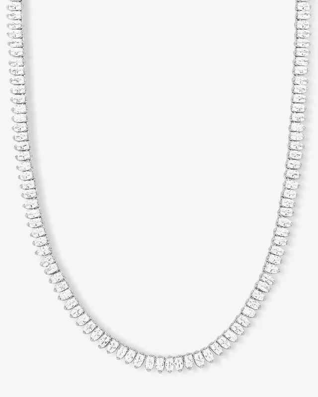 Baby "She's So Fine" Tennis Necklace 18" - Silver|White Diamondettes