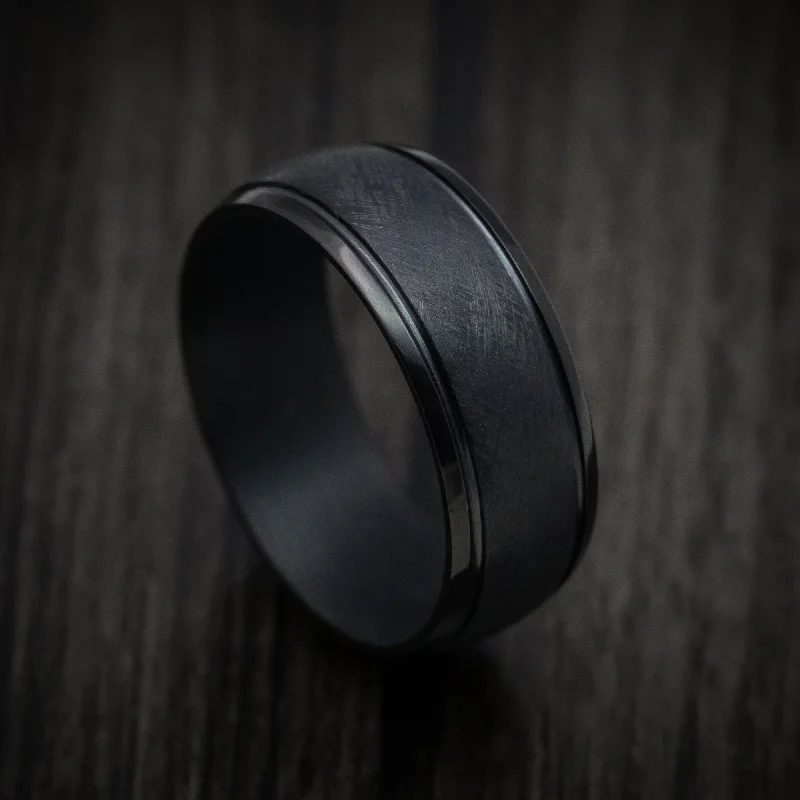 Black Tantalum Band with Distressed Finish Custom Made Men's Ring