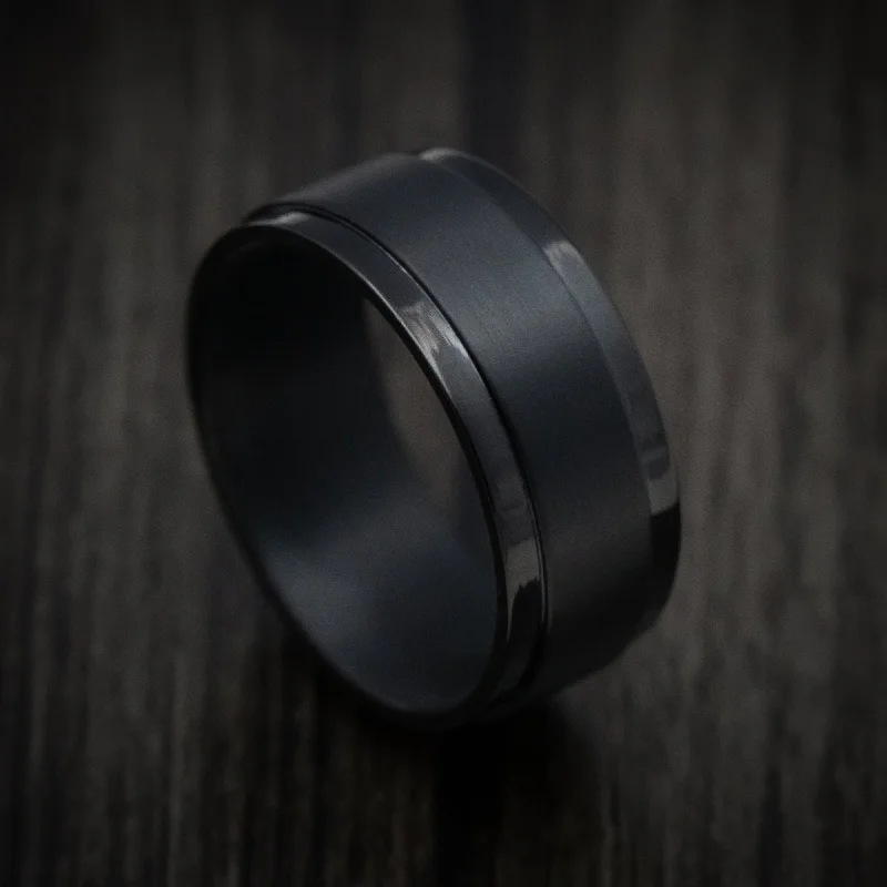 Black Tantalum Band with Satin Finish Custom Made Men's Ring