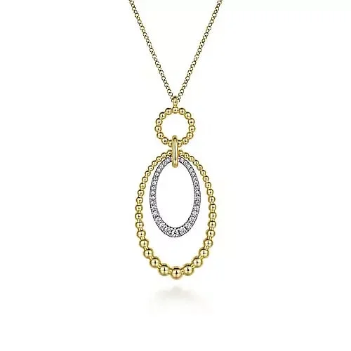 Bujukan Diamond Oval Pendant Necklace in Yellow and White Gold, 0.25 cttw