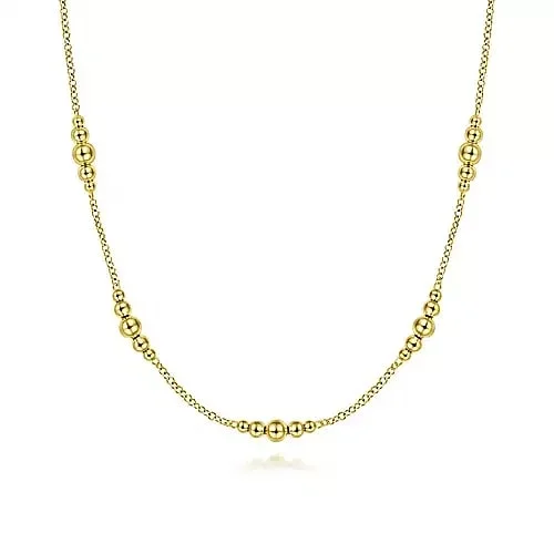 Bujukan Graduated Beading Station Necklace in Yellow Gold