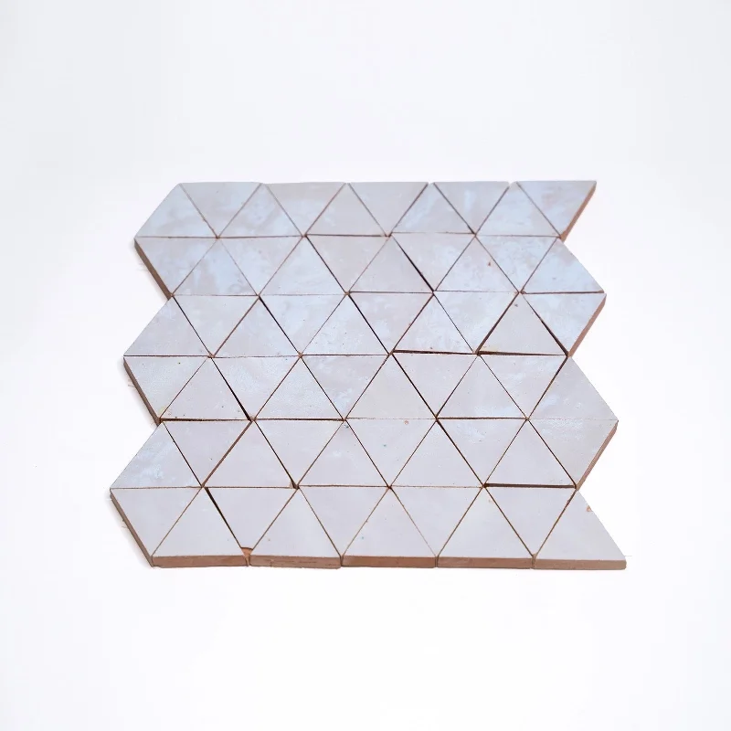 Contemporary Zellige Panels, 12" x 12" x 1/2", Triangle Off-White