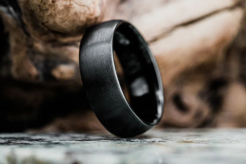 Domed Brush Finished Black Tungsten Wedding Band