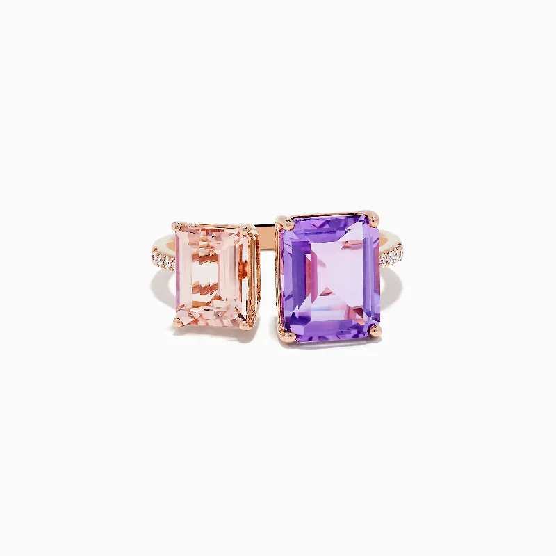 14k Rose Gold Pink Amethyst and Morganite Toi Et Moi Ring