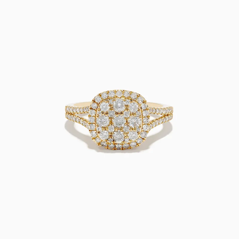 Pave Classica 14K Yellow Gold Square Diamond Ring 0.97 TCW