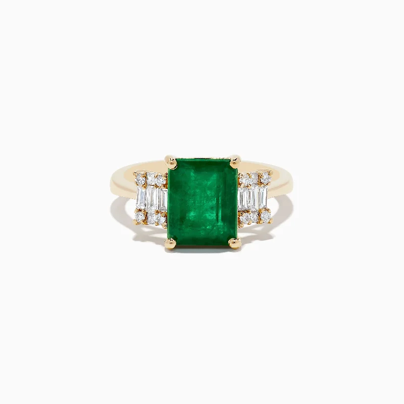 Brasilica 14K Yellow Gold Emerald and Diamond Ring