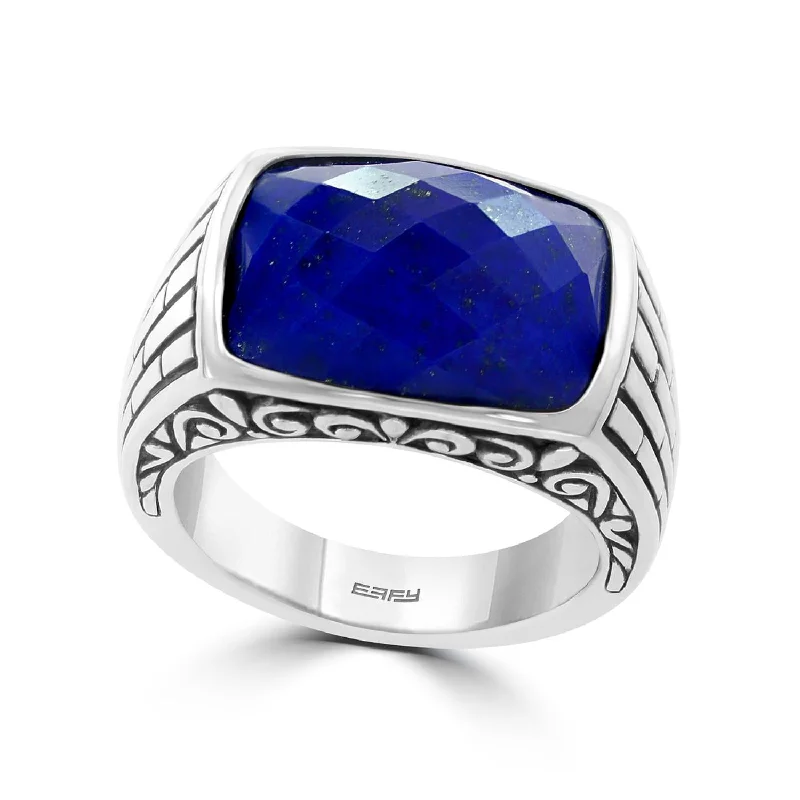 EFFY Lapis Lazuli Ring in Rhodium Plated Sterling Silver