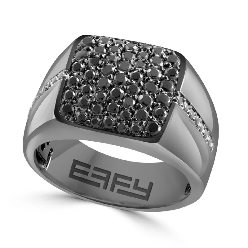 EFFY Round Black Spinel Fashion Ring in Black Rhodium Plated Sterling Silver SIZE 10