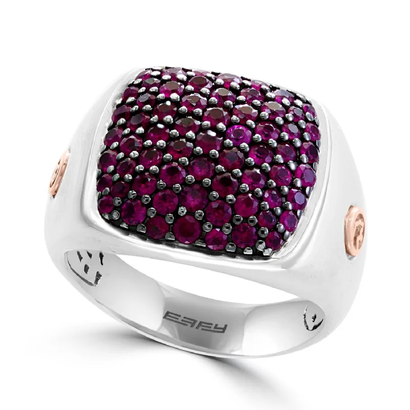 EFFY Round Ruby Fashion Ring in Rhodium Plated Sterling Silver