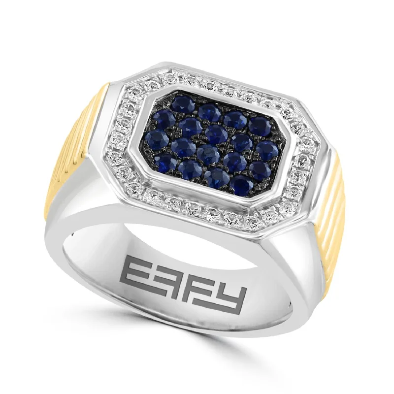 EFFY Round Sapphire Fashion Ring in Two-Tone Sterling Silver