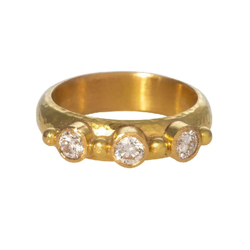 Elizabeth Locke Round Diamond Gold Dot Stack Ring