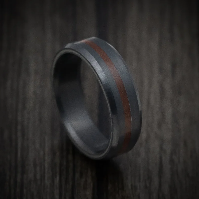 Elysium Black Diamond and Dinosaur Bone Inlay Men's Ring