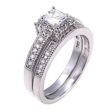 Epiphany: Stunning 1.48c Russian Ice Diamond CZ 2 pc Wedding Ring Set