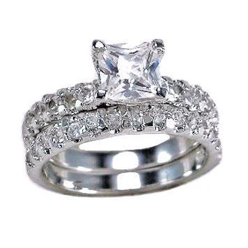 Farrah's Choice: 3.4ct Princess Cut Ice on Fire Wedding Ring Set