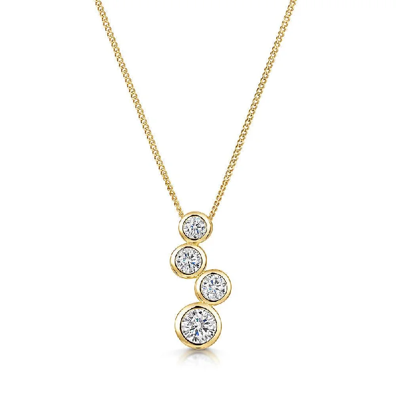 Four Stone Gold Bubble Drop Pendant With Cubic Zirconia