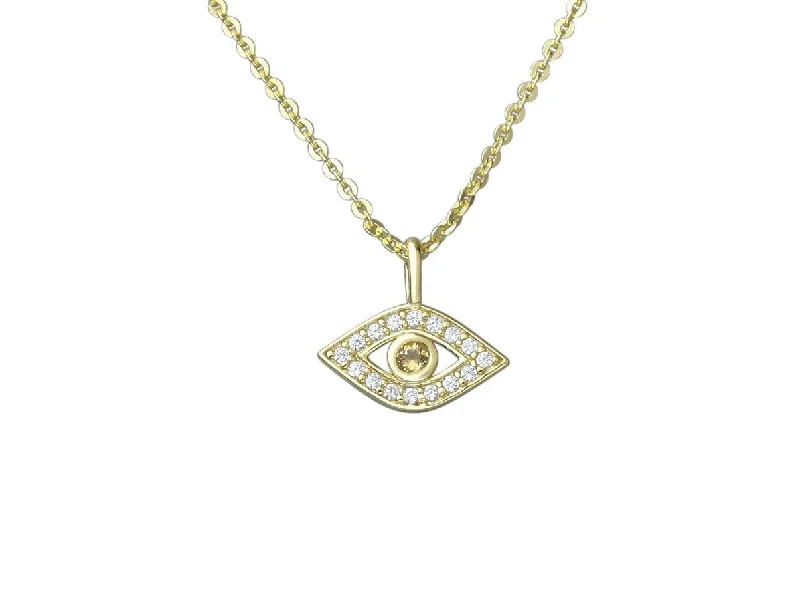 Golden Evil Eye Cubic Zirconia Necklace