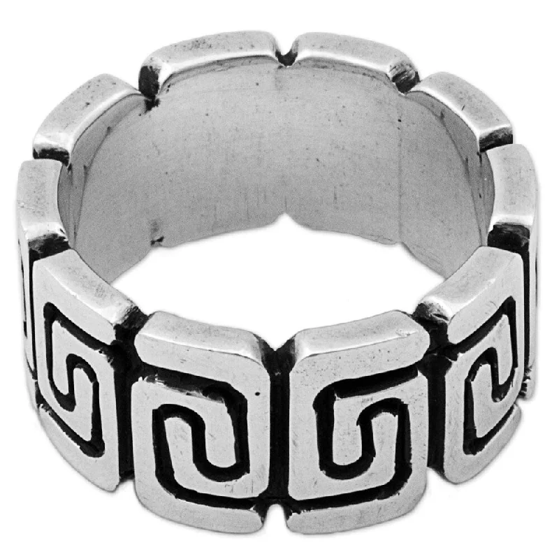 Handmade Sterling Silver 'Zapotec Spirals' Ring (Mexico)