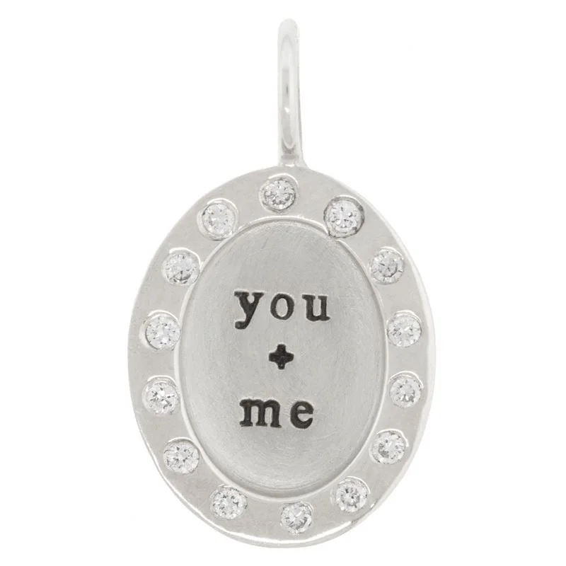 Heather B. Moore You + Me Wide Frame With Diamonds Oval Charm