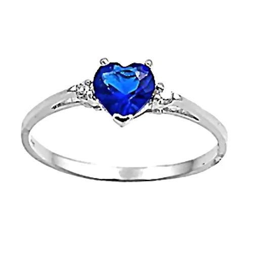 Jacinda: 0.81c Heart Cut Created Sapphire & CZ Promise Friendship Ring