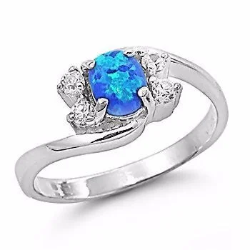 Jordana: Pacific Blue Opal and Diamond Ice CZ Cocktail Promise Ring