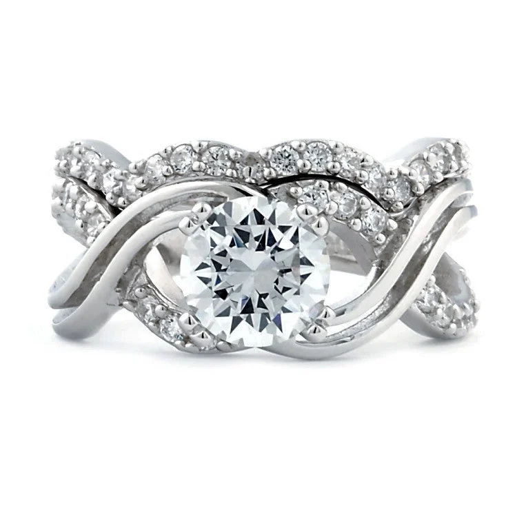 Kellie: 2.92ct Russian Ice Diamond CZ Infinity Symbol Wedding Ring Set