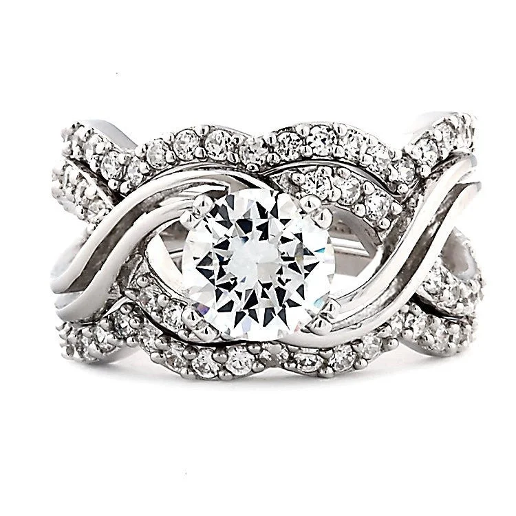 Kellie 3: 3.58ct Russian Ice Diamond CZ Infinity Symbol Wed Ring Set