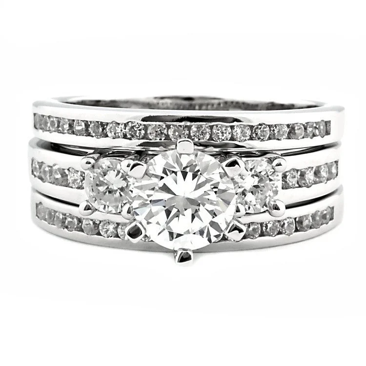 Lakoda 3: Stunning 1.58c Russian Ice Diamond CZ 3 Pc Wedding Ring Set