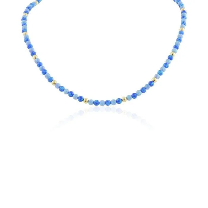 Lavan Blue & Gold Spheres Opal Necklace