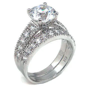 Leehanna: 3.8ct Ice on Fire CZ Large Solitaire Wedding Ring Set