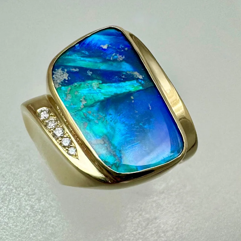 Lightning Ridge Black Opal Ring