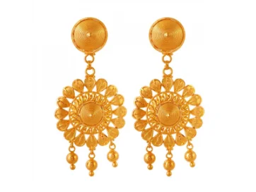 Lovely 22k Spherical Shape Gold Earrings With Intricate Details