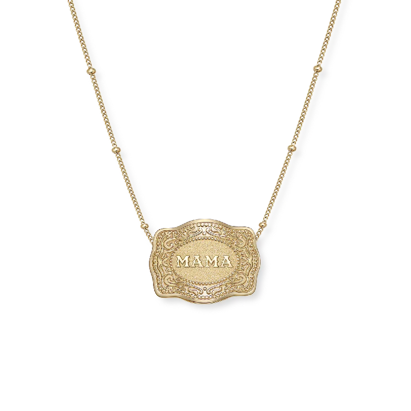 Mini Belt Buckle Necklace (Mama) - Gold