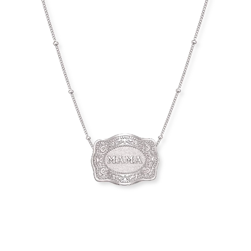 Mini Belt Buckle Necklace (Mama) - Silver