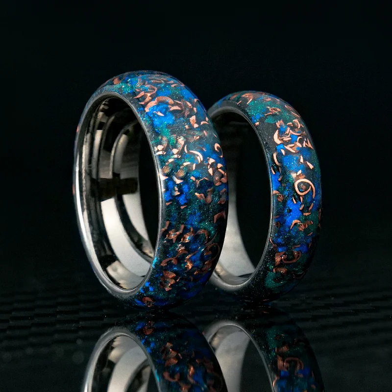 Matching Boundless Sunken Artifact Glowstone Wedding Ring Set