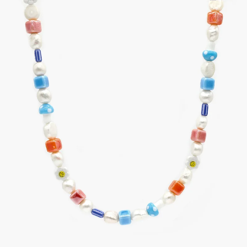 Maxi Necklace With Freshwater Pearls And Glass Beads