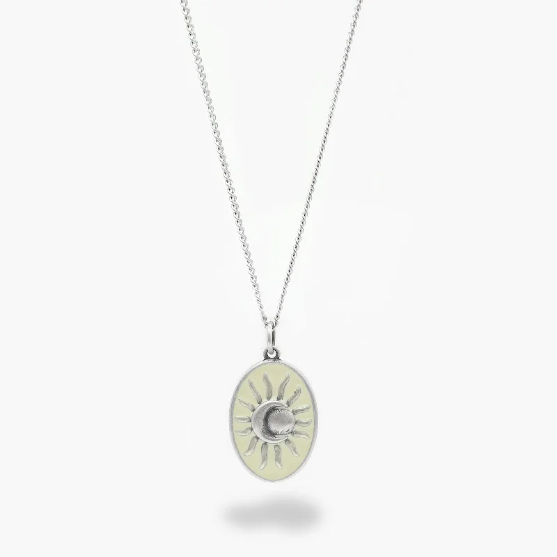 Solar Eclipse Sterling Silver Necklace (Cream)