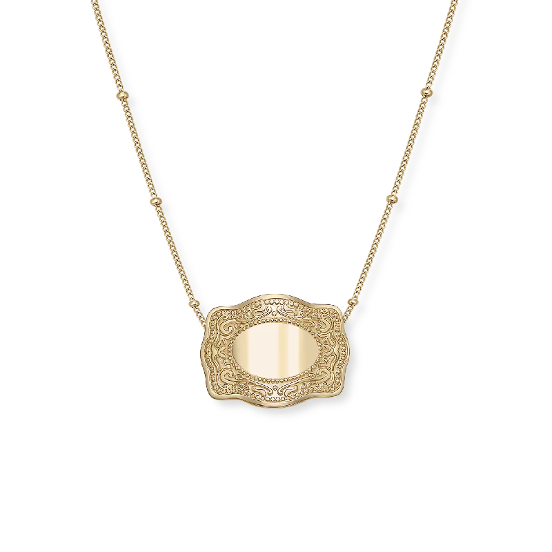 Mini Belt Buckle Necklace (Customizable) - Gold