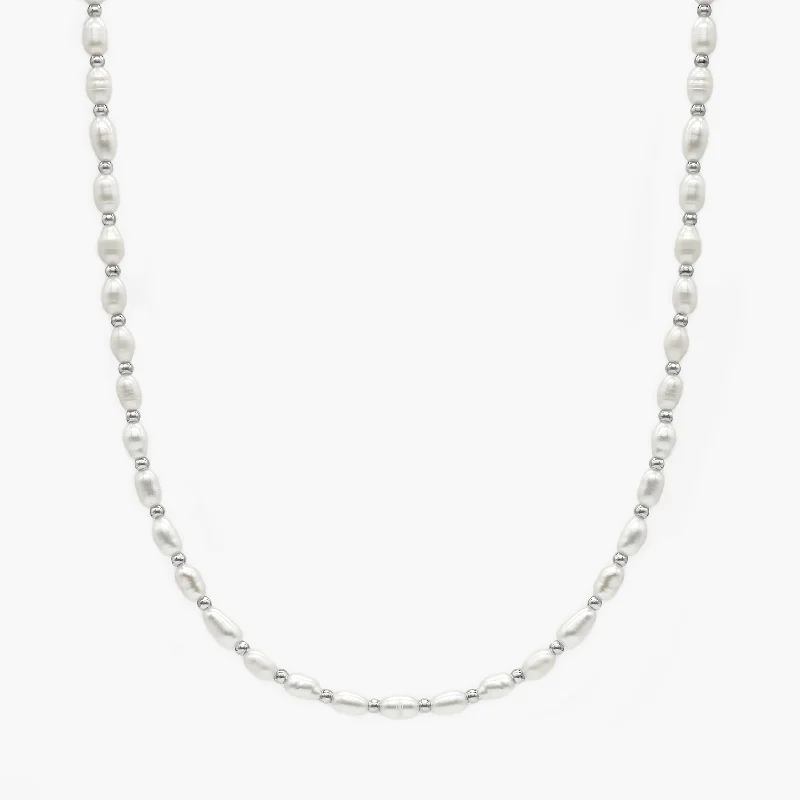 Mini Freshwater Pearls Necklace With Silver Beads