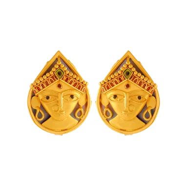 Minimalistic Yet Charming 22k Gold Earrings Designed With An Indian Goddess