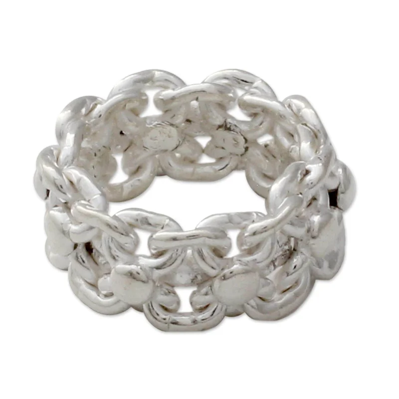 NOVICA Handmade Lives Entwined Sterling Silver Ring (India)