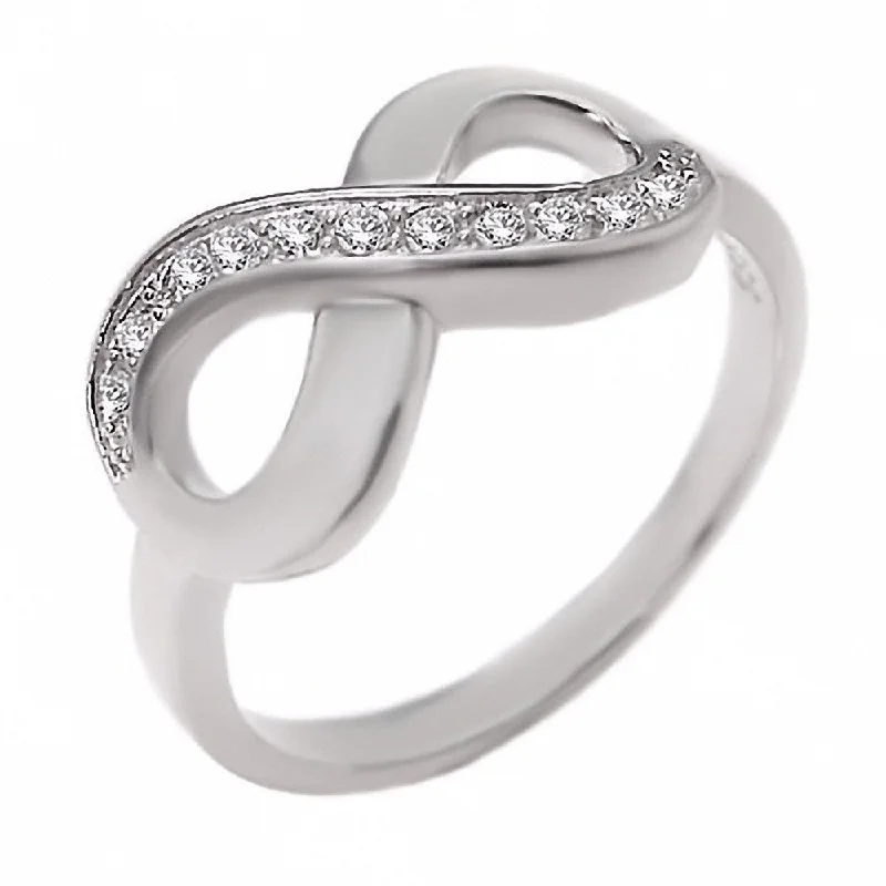 Ophira: 0.165ct Russian Ice CZ Infinity Symbol Promise Ring 925 Silver