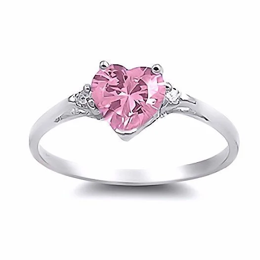 Patsy: 0.81ct Heart Cut Pink Sapphire Ice CZ Promise Friendship Ring